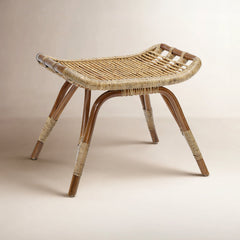 Footstool, Rattan Wicker with Antique Finish