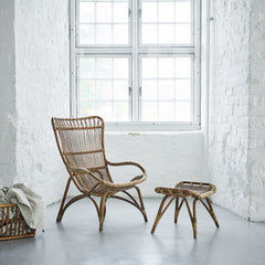 Footstool, Rattan Wicker with Antique Finish