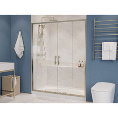 Framed Sliding Shower Door, Double Added, 60 in. W x 70 in. H, Nickel