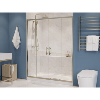 Framed Sliding Shower Door, Double Added, 60 in. W x 70 in. H, Nickel