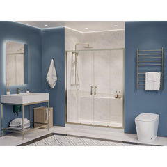 Framed Sliding Shower Door, Double Added, 60 in. W x 70 in. H, Nickel