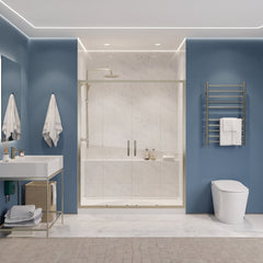 Framed Sliding Shower Door, Double Added, 60 in. W x 70 in. H, Nickel