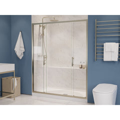 Framed Sliding Shower Door, Double Added, 60 in. W x 70 in. H, Nickel