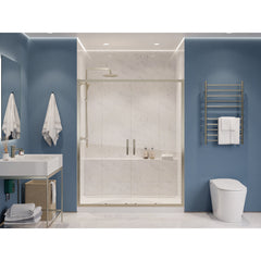 Framed Sliding Shower Door, Double Added, 60 in. W x 70 in. H, Nickel