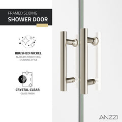 Framed Sliding Shower Door, Double Added, 60 in. W x 70 in. H, Nickel