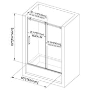 Frameless Sliding Tub Door, 56-60 Inch Width, Clear Tempered Glass, Stainless Steel