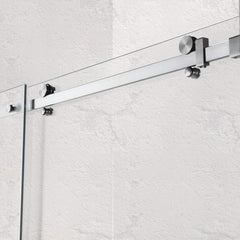 Frameless Sliding Tub Door, 56-60 Inch Width, Clear Tempered Glass, Stainless Steel
