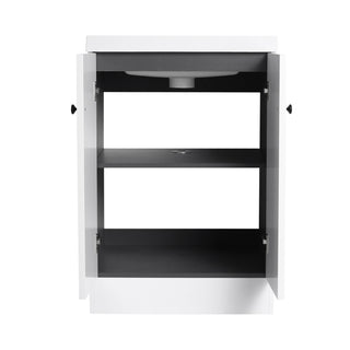 Freestanding Bathroom Vanity, 24 Inch, White with Resin Sink