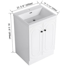 Freestanding Bathroom Vanity, 24 Inch, White with Resin Sink