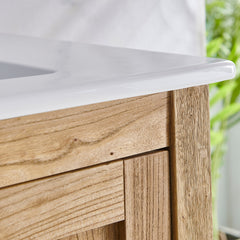 Freestanding Bathroom Vanity, 30 in Solid Elm Wood with White Sink