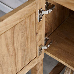 Freestanding Bathroom Vanity, 30 in Solid Elm Wood with White Sink