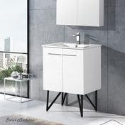 Freestanding Bathroom Vanity, Annecy, 24 in with Sink Top in White