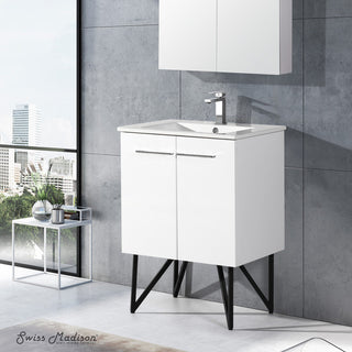 Freestanding Bathroom Vanity, Annecy, 24 in with Sink Top in White