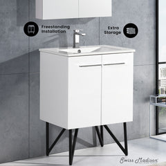 Freestanding Bathroom Vanity, Annecy, 24 in with Sink Top in White