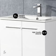 Freestanding Bathroom Vanity, Annecy, 24 in with Sink Top in White