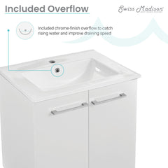 Freestanding Bathroom Vanity, Annecy, 24 in with Sink Top in White
