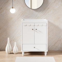 Freestanding Bathroom Vanity Base, Wavy Edge, Wood, 24 Inch