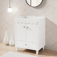 Freestanding Bathroom Vanity Base, Wavy Edge, Wood, 24 Inch