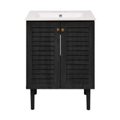 Freestanding Bathroom Vanity, Bron, 24 in with 3-Hole Centerset Sink Top in Black Oak