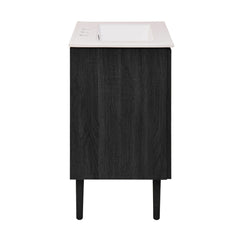 Freestanding Bathroom Vanity, Bron, 24 in with 3-Hole Centerset Sink Top in Black Oak