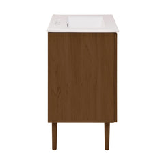Freestanding Bathroom Vanity, Bron, 24 In with 3-Hole Sink Top in Brown Oak