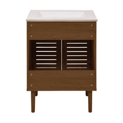 Freestanding Bathroom Vanity, Bron, 24 In with 3-Hole Sink Top in Brown Oak