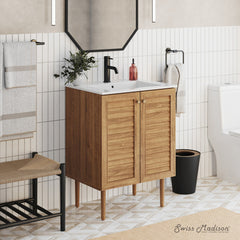 Freestanding Bathroom Vanity, Bron, 24 in with Sink Top in Golden Oak