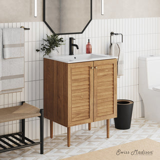 Freestanding Bathroom Vanity, Bron, 24 in with Sink Top in Golden Oak