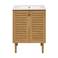Freestanding Bathroom Vanity, Bron, 24 in with Sink Top in Golden Oak