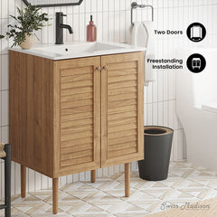 Freestanding Bathroom Vanity, Bron, 24 in with Sink Top in Golden Oak