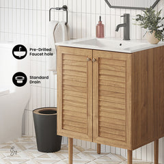 Freestanding Bathroom Vanity, Bron, 24 in with Sink Top in Golden Oak