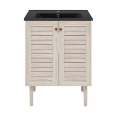 Freestanding Bathroom Vanity, Bron, 24 Inch with 2 Doors in White Oak