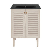 Freestanding Bathroom Vanity, Bron, 24 Inch with 2 Doors in White Oak