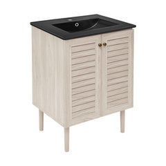 Freestanding Bathroom Vanity, Bron, 24 Inch with 2 Doors in White Oak