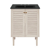 Freestanding Bathroom Vanity, Bron, 24 Inch with 2 Doors in White Oak