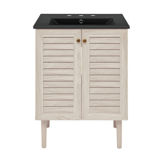 Freestanding Bathroom Vanity, Bron, 24 Inch with 2 Doors in White Oak