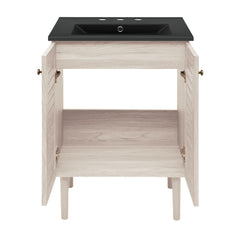 Freestanding Bathroom Vanity, Bron, 24 Inch with 2 Doors in White Oak