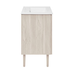Freestanding Bathroom Vanity, Bron, 24 Inch with Ceramic Sink in White Oak