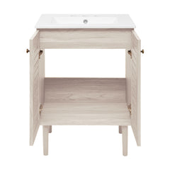 Freestanding Bathroom Vanity, Bron, 24 Inch with Ceramic Sink in White Oak