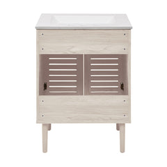 Freestanding Bathroom Vanity, Bron, 24 Inch with Ceramic Sink in White Oak