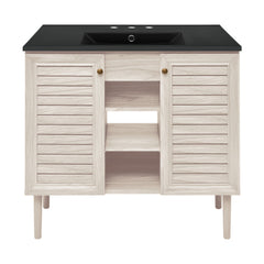 Freestanding Bathroom Vanity, Bron, 36 Inch with 3-Hole Sink Top in White Oak