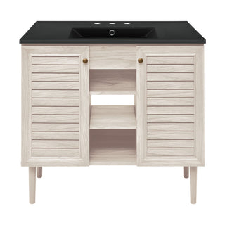 Freestanding Bathroom Vanity, Bron, 36 Inch with 3-Hole Sink Top in White Oak