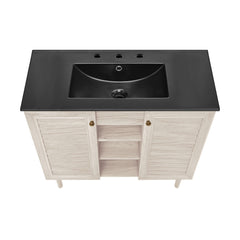 Freestanding Bathroom Vanity, Bron, 36 Inch with 3-Hole Sink Top in White Oak