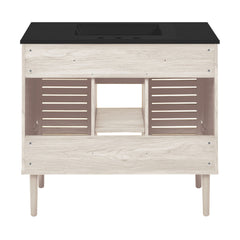 Freestanding Bathroom Vanity, Bron, 36 Inch with 3-Hole Sink Top in White Oak