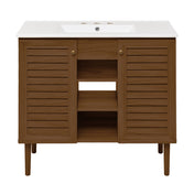 Freestanding Bathroom Vanity, Bron, 36-Inch with 3-Hole Widespread Sink Top in Brown Oak