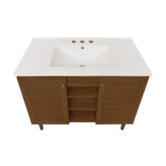 Freestanding Bathroom Vanity, Bron, 36-Inch with 3-Hole Widespread Sink Top in Brown Oak