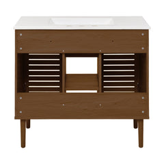 Freestanding Bathroom Vanity, Bron, 36-Inch with 3-Hole Widespread Sink Top in Brown Oak
