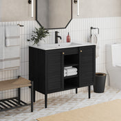Freestanding Bathroom Vanity, Bron, 36 Inch with Sink Top in Black Oak