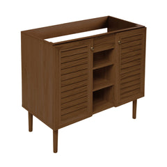 Freestanding Bathroom Vanity Cabinet, Bron, 36 Inch without Top in Brown Oak