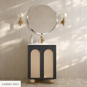 Freestanding Bathroom Vanity Cabinet, Porte, Two Doors in Black Oak